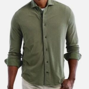 JOHNNIE-O PINE GREEN SURFSIDE PIQUE LONG SLEEVE BUTTON UP SHIRT size Large